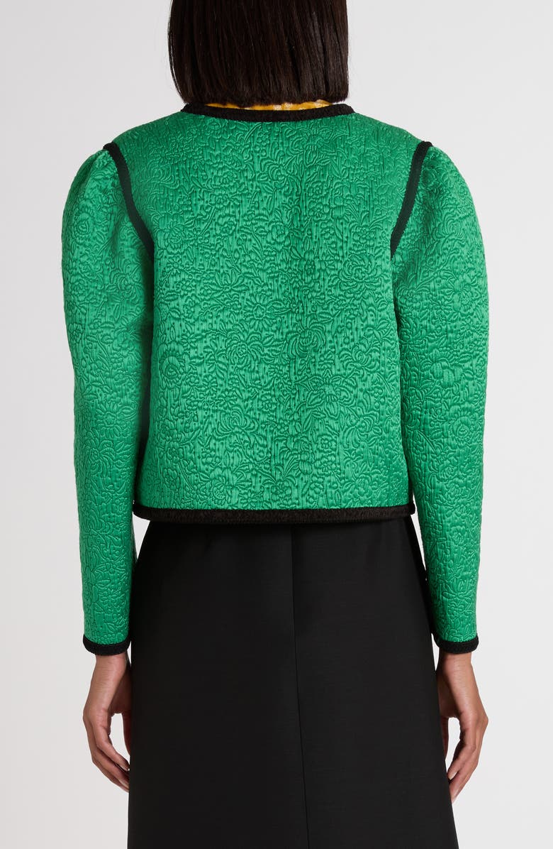 Valentino Garavani Après L'Hiver Floral Matelassé Crop Jacket, Alternate, color, Green