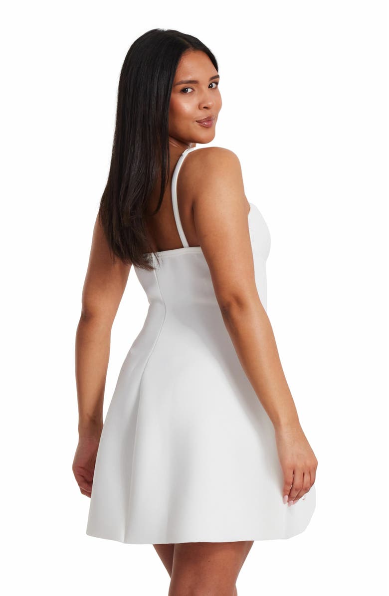 QUIZ Mini Scuba Foam Dress With Trailing Floral Trim, Alternate, color, 