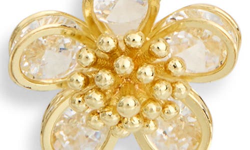 Eye Candy Los Angeles Kaia Cubic Zirconia Flower Drop Huggie Hoop Earrings In Gold