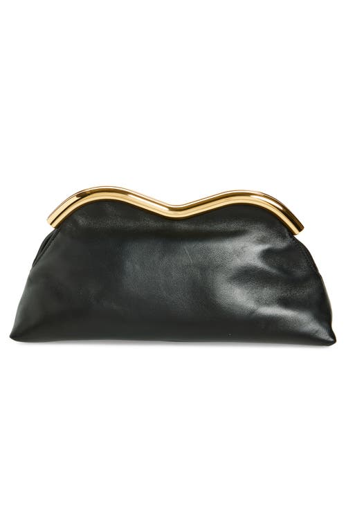 Mansur Gavriel Baci Leather Frame Shoulder Bag In Black/flamma