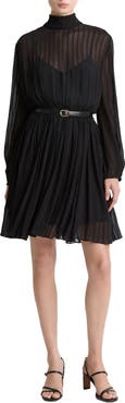 Vince Stripe Long Sleeve Chiffon Dress