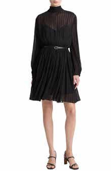 Vince Stripe Long Sleeve Chiffon Dress