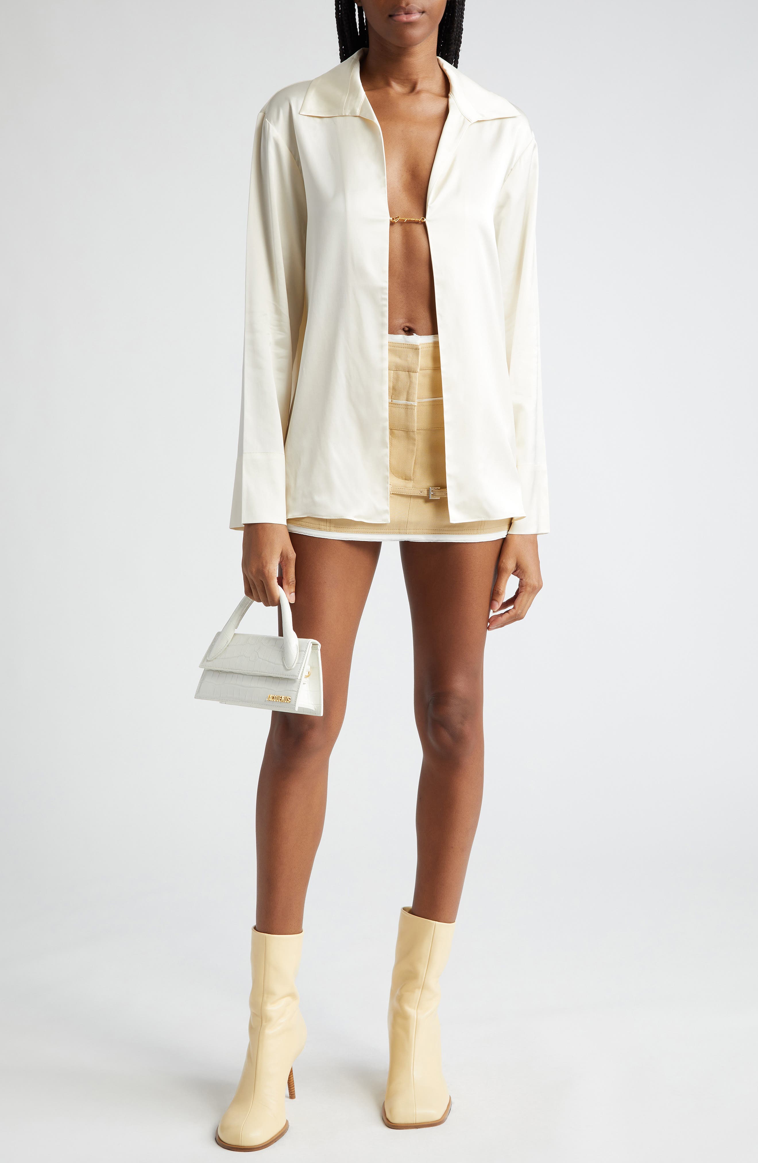 Jacquemus Le Chiquito Long Leather Top Handle Bag, Alternate, color, 