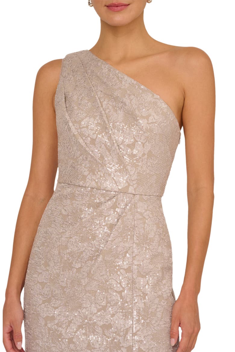 One Shoulder Sequin Jacquard Gown, Alternate, color, MARBLE