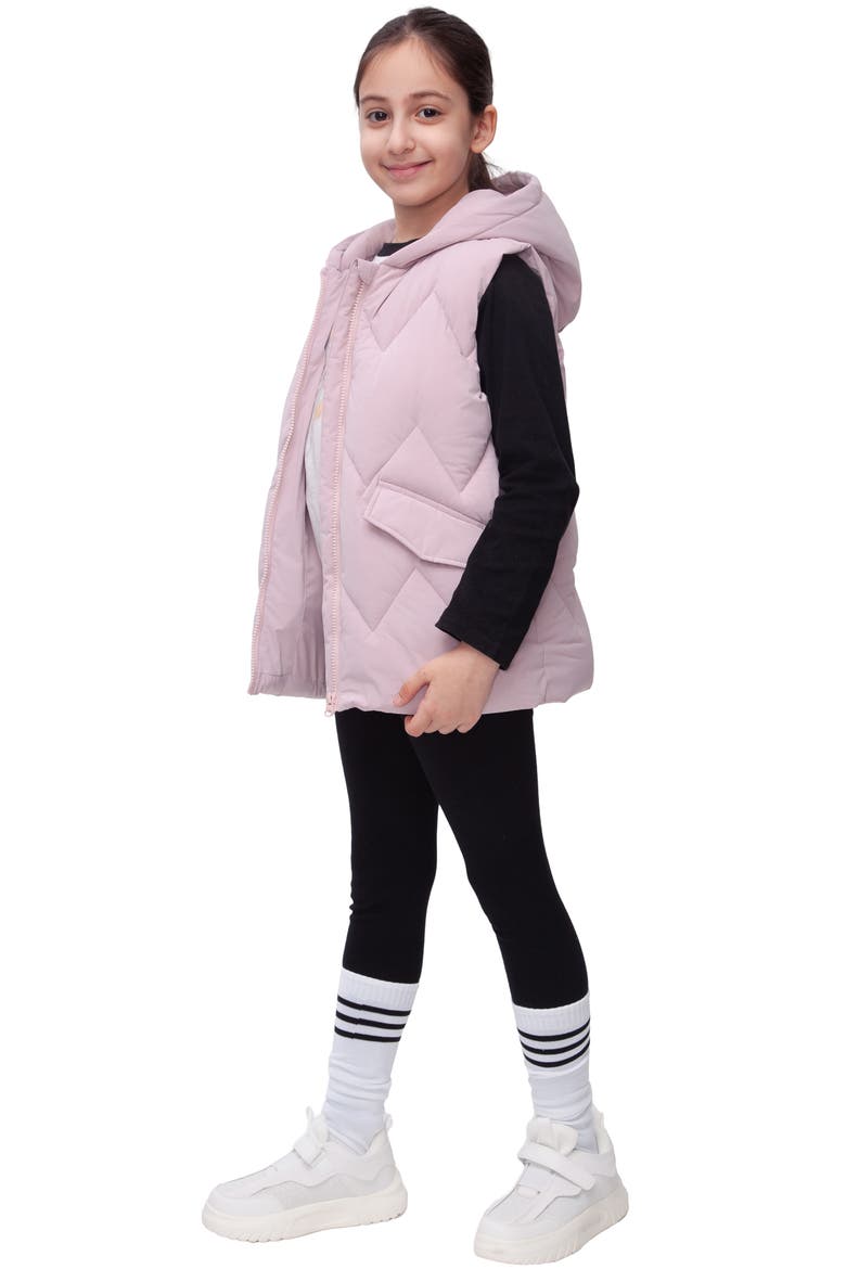 Kids' Hooded Puffer Vest, Alternate, color, Pink