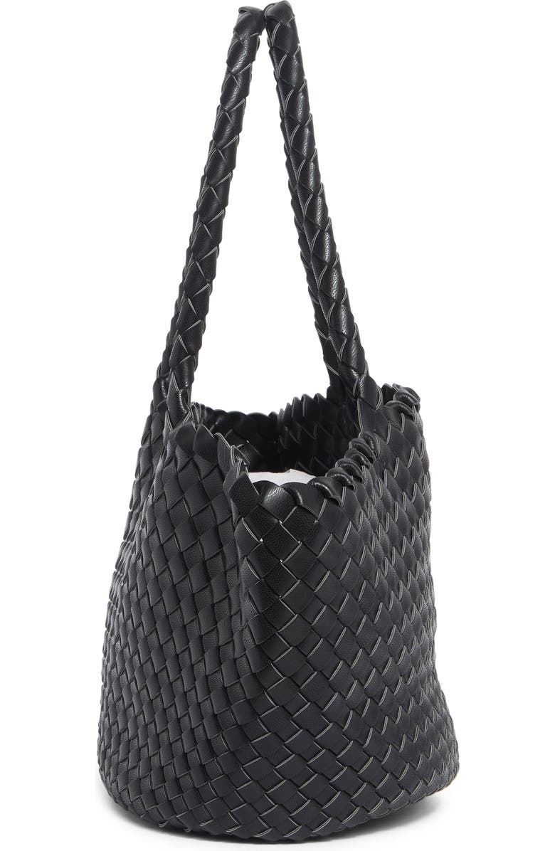 URBAN EXPRESSIONS HANDBAGS Woven Faux Leather Tote Bag, Alternate, color, Black