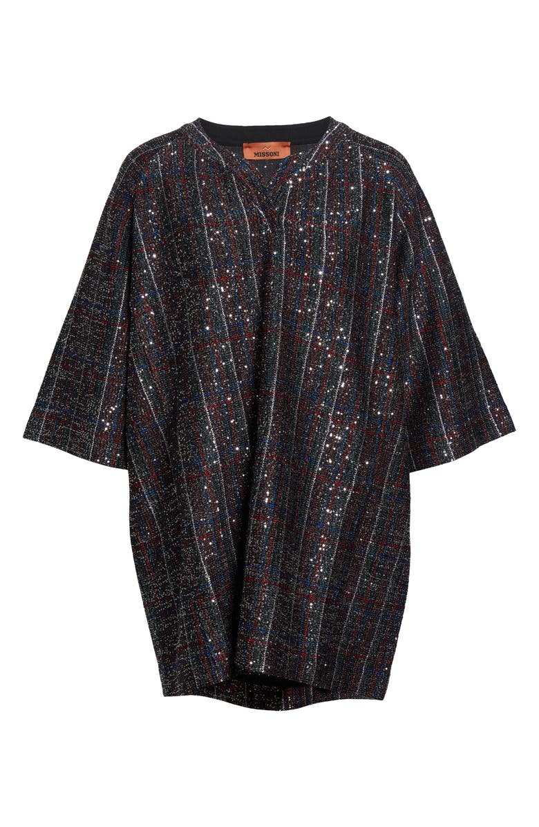 Missoni Sequin Plaid Knit Minidress, Alternate, color, Black Red Blue