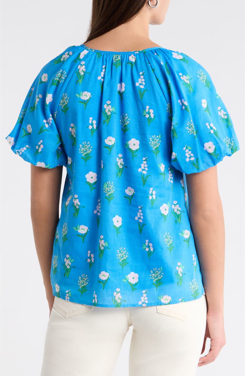 SUGARLIPS Jazleen Floral Print Puff Sleeve Top, Alternate, color, Blue White Green