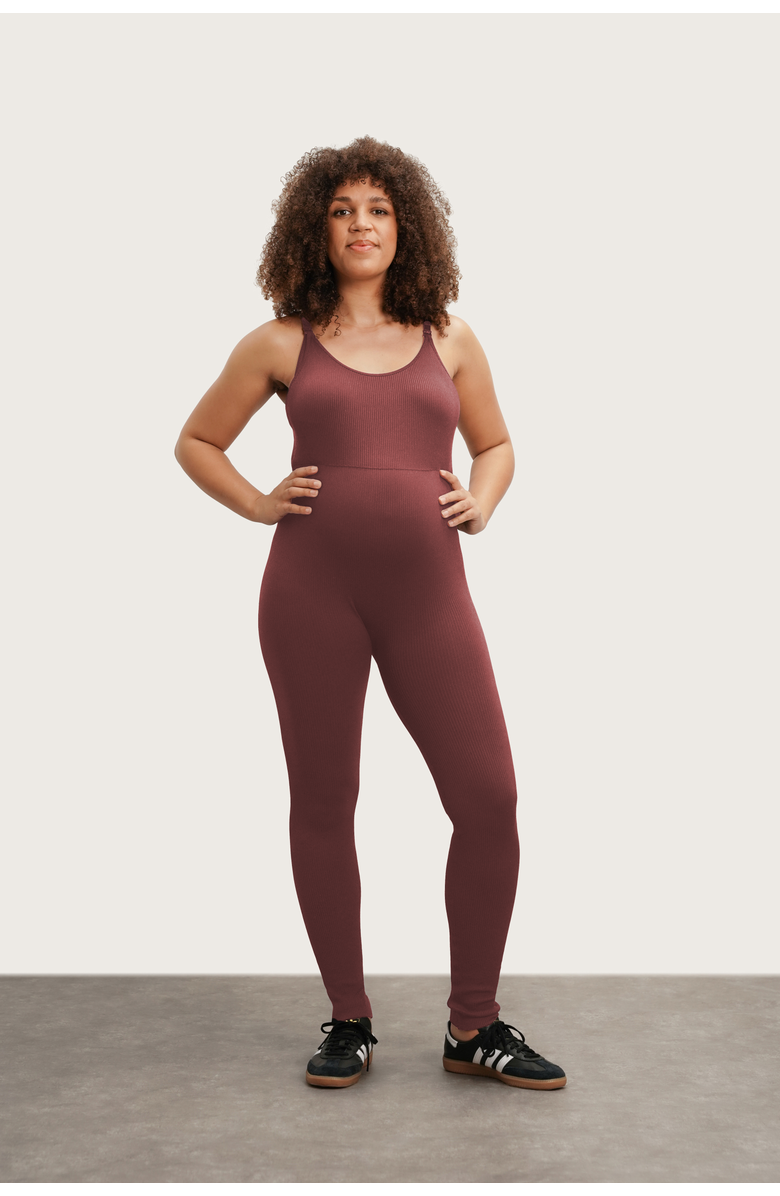 Nom Maternity The Jordan Nursing Jumpsuit, Main, color, Burgundy