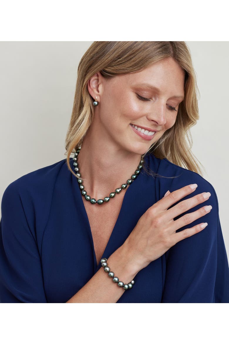 8-10mm Tahitian South Sea Drop Pearl Necklace - Premier AAAA Quality, Alternate, color, White Gold Clasp