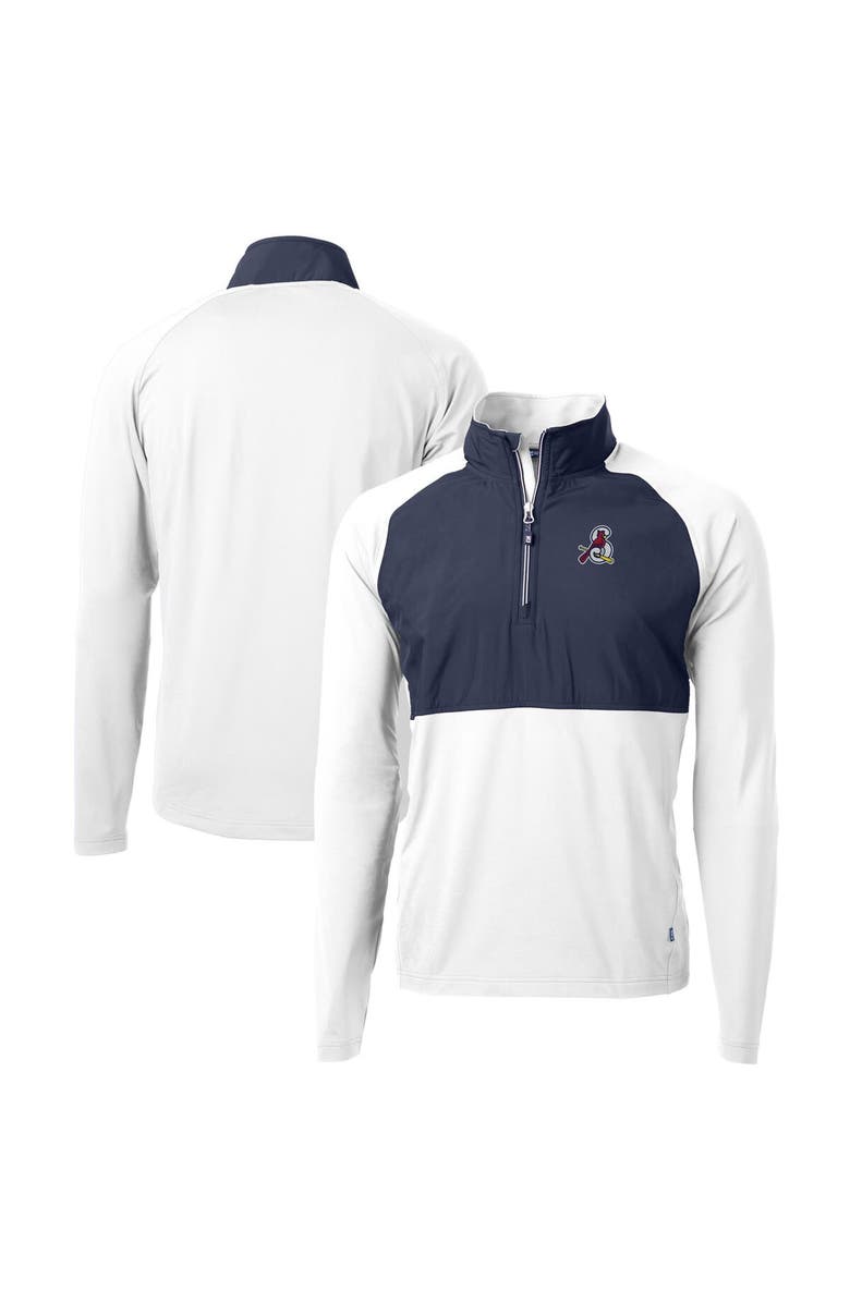 Cutter & Buck Men's Cutter & Buck White Springfield Cardinals Adapt Eco Knit Hybrid Recycled Quarter-Zip Top, Main, color,