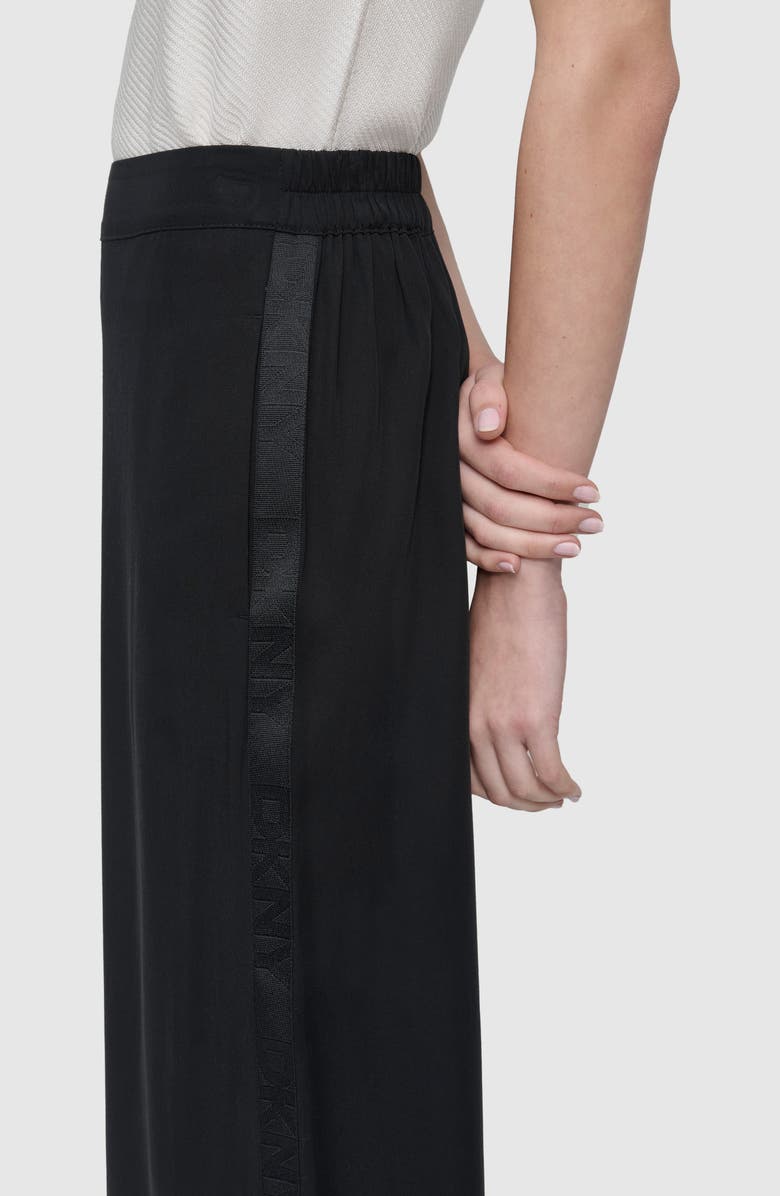 DKNY Logo Side Stripe Slub Satin Pants, Alternate, color, 