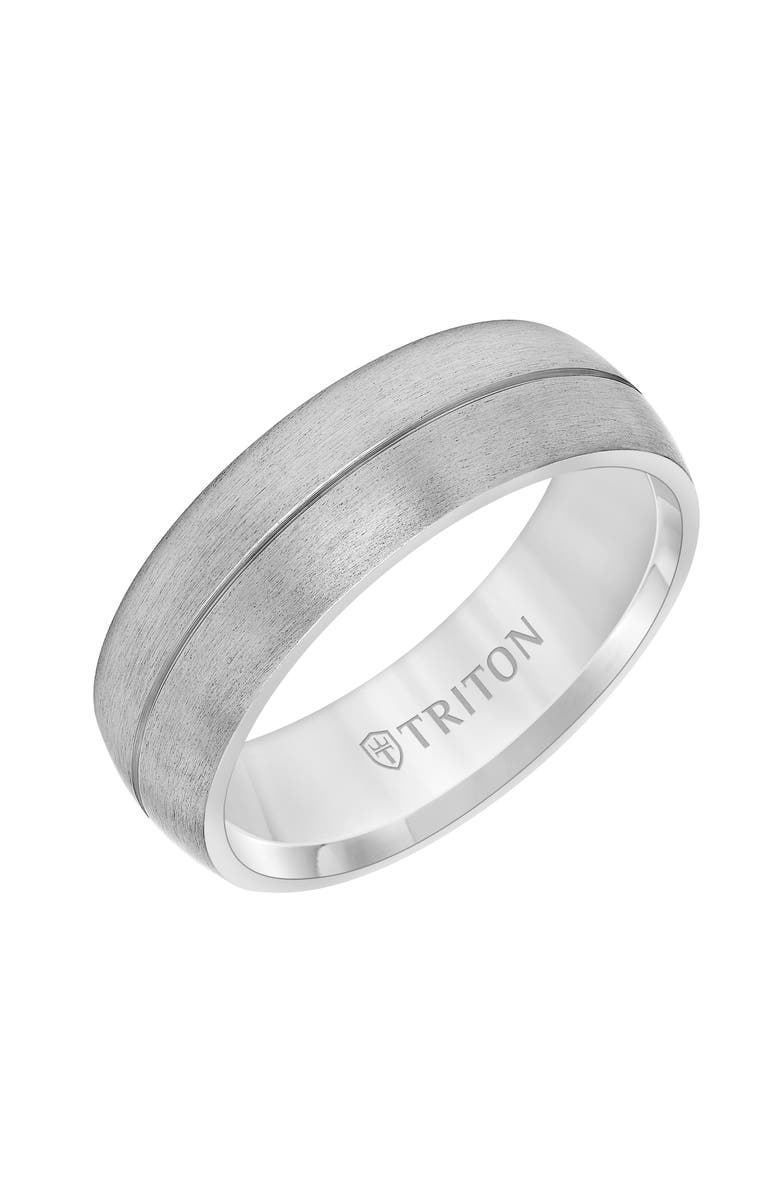 Triton 7mm Tantalum Ring with Brush Finish Dome with Center line, Main, color, 
