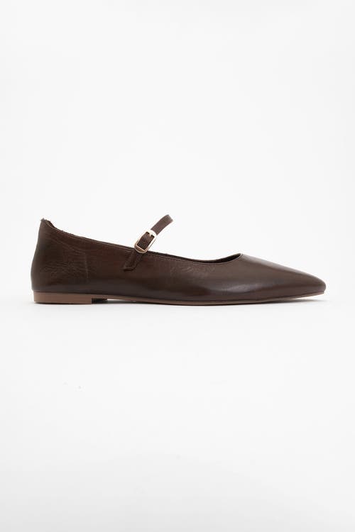 Forever & Always Shoes Lara Leather Mary Jane Flats In Brown Leather