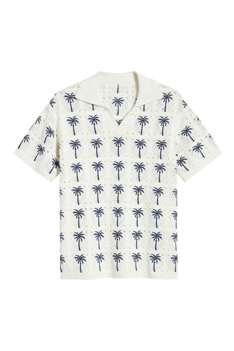 Palm Beach Crochet Polo, Alternate, color, BLUE