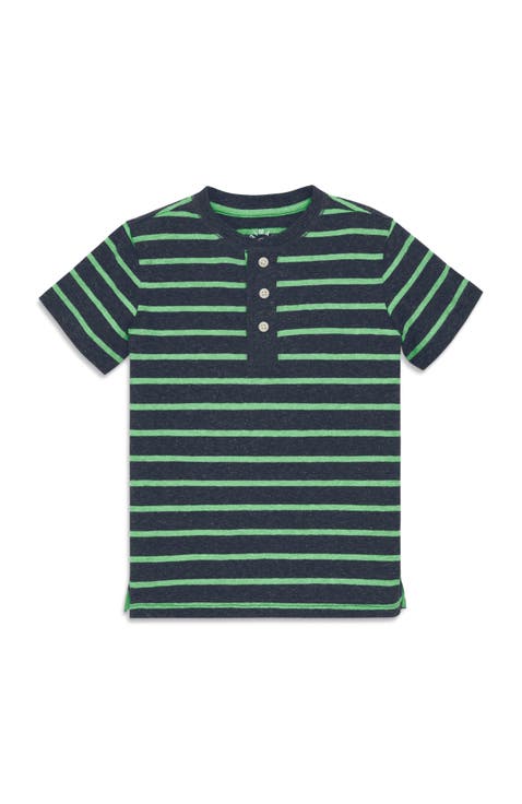 Kids Heathered Henley Tee In Stripe
