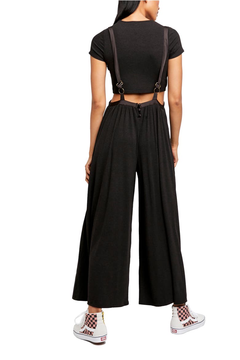 Brookside Rib T-Shirt & Overalls, Alternate, color, PALM BARK