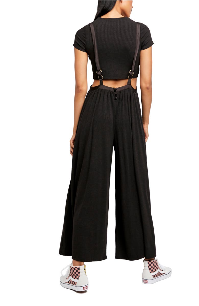 Free People Brookside Rib T-Shirt & Overalls, Alternate, color,