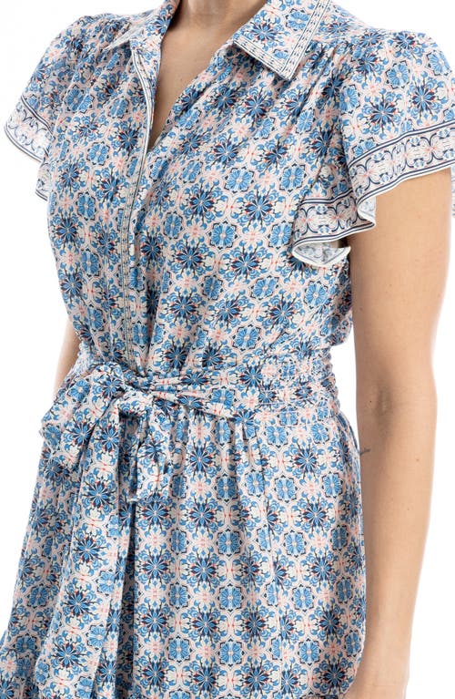 Max Studio Floral Tie Front Shirtdress In Pink
