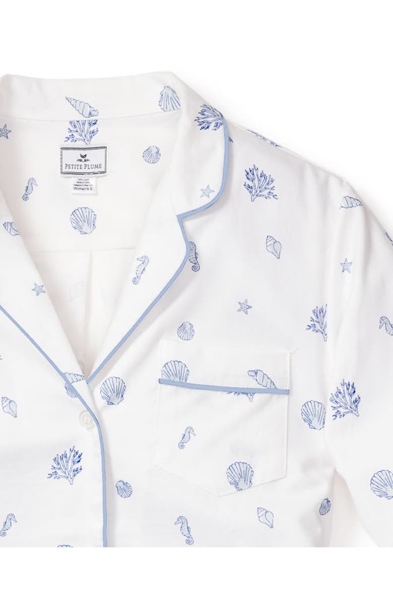 Petite Plume Suffolk Seashell Cotton Short Pajamas, Alternate, color, 