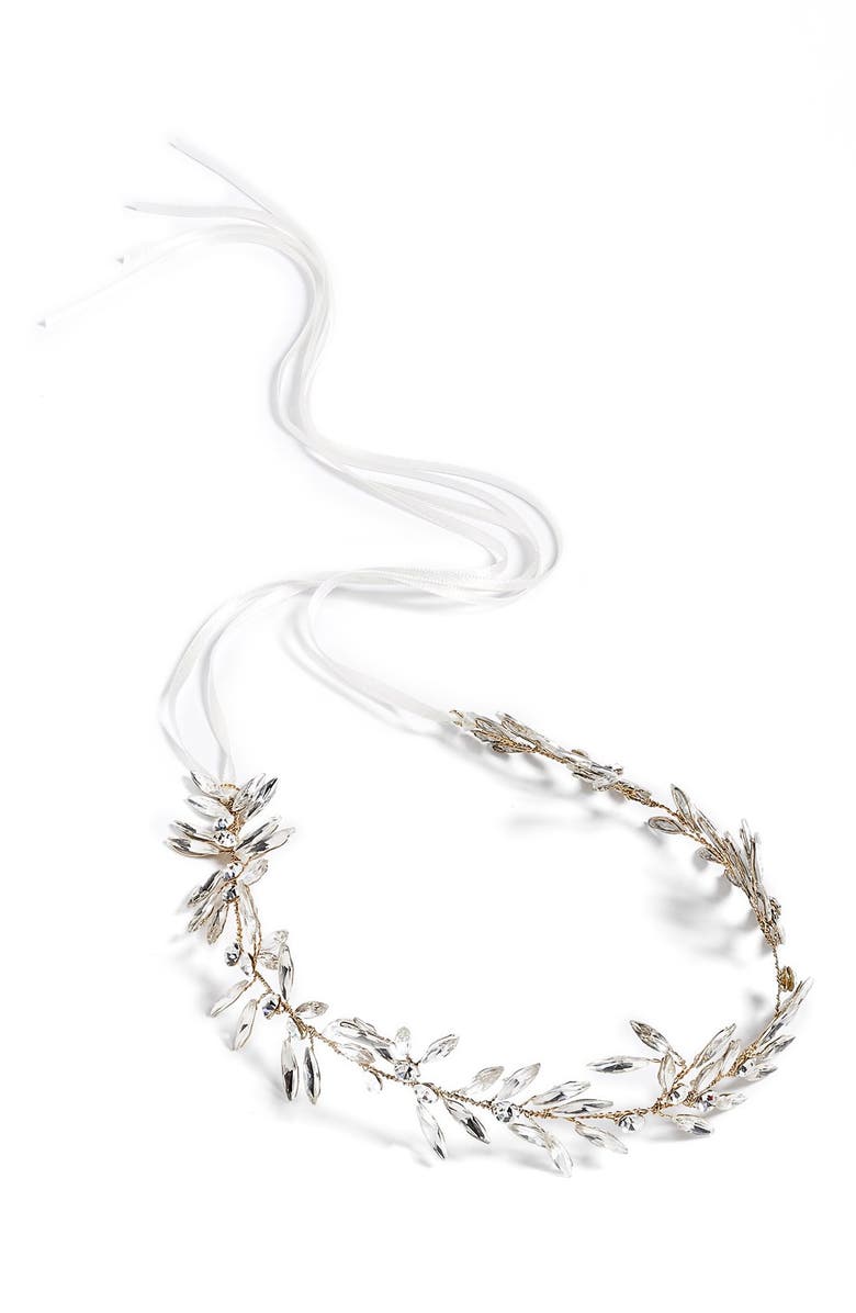 Brides & Hairpins Daphne Crystal Halo & Sash, Alternate, color, 14 K Gold