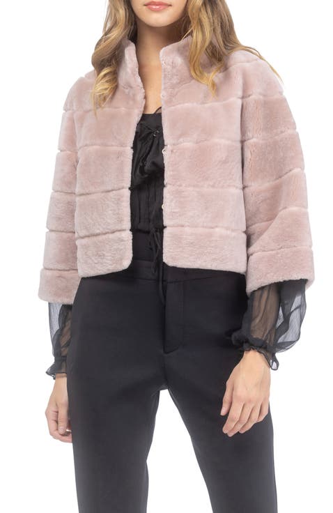 Genuine Shearling Cropped Bolero with Cropped Sleeves