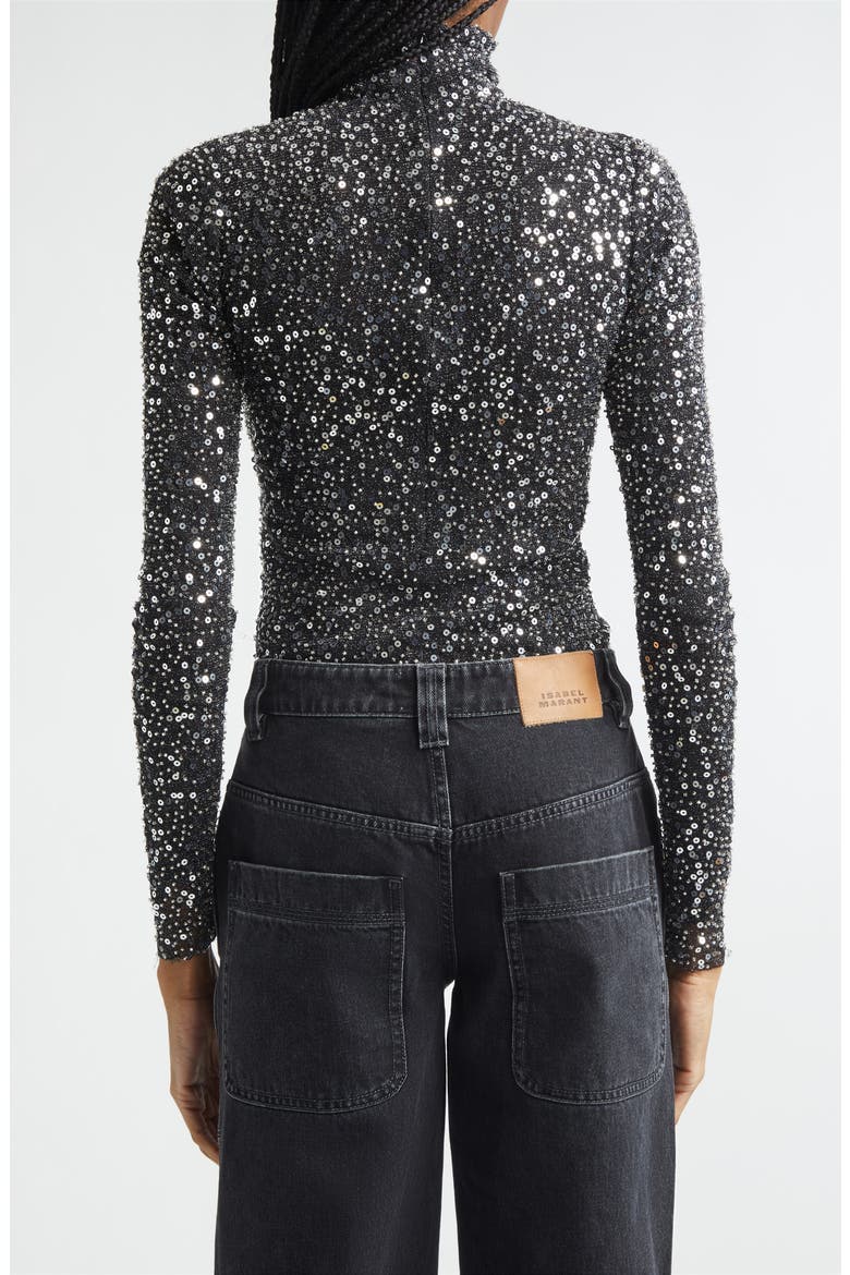 Lou Sequin High Neck Top, Alternate, color, SILVER