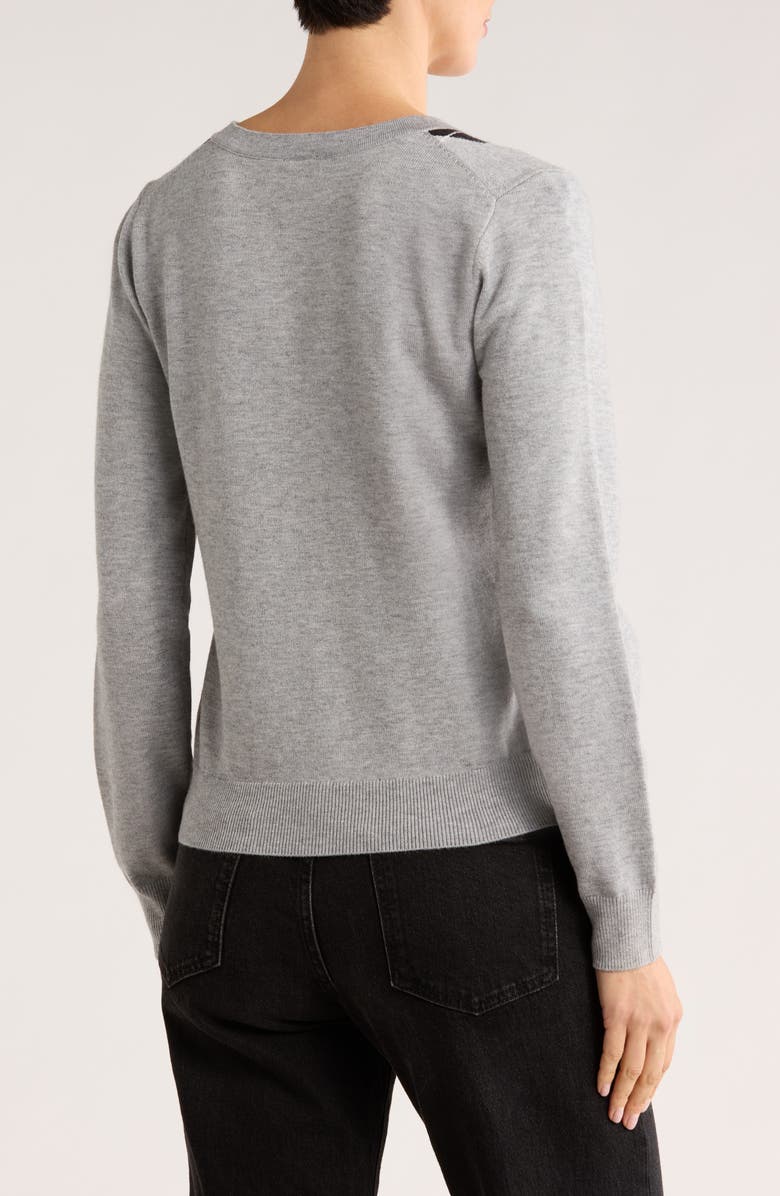 Bobeau Argyle Button Front Cardigan, Alternate, color, Heather Grey