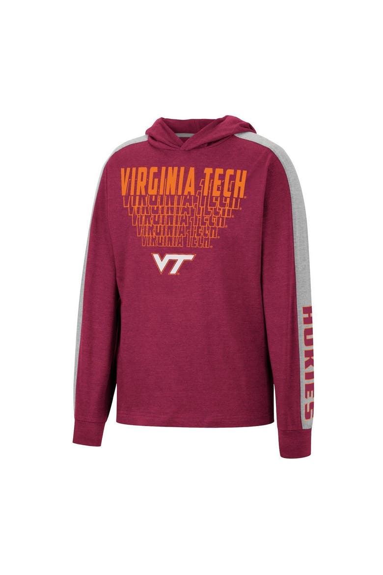 Youth Colosseum Heathered Maroon Virginia Tech Hokies Wind Changes Raglan Hoodie T-Shirt, Alternate, color, Heather Maroon