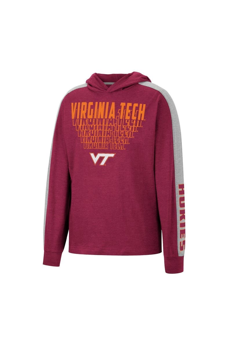 COLOSSEUM Youth Colosseum Heathered Maroon Virginia Tech Hokies Wind Changes Raglan Hoodie T-Shirt, Alternate, color, 