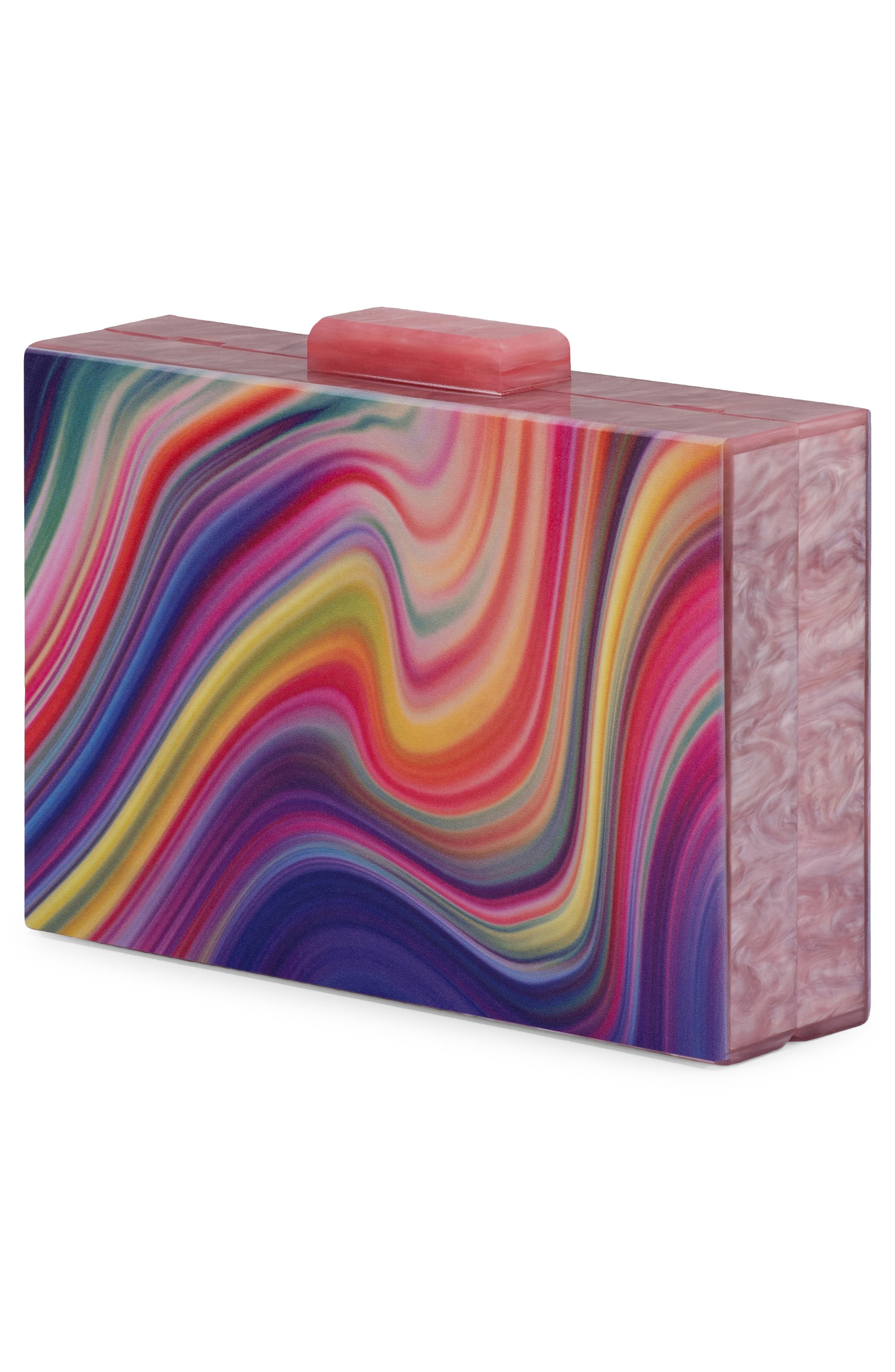 Dorothy Swirl Print Box Clutch, Alternate, color, RAINBOW