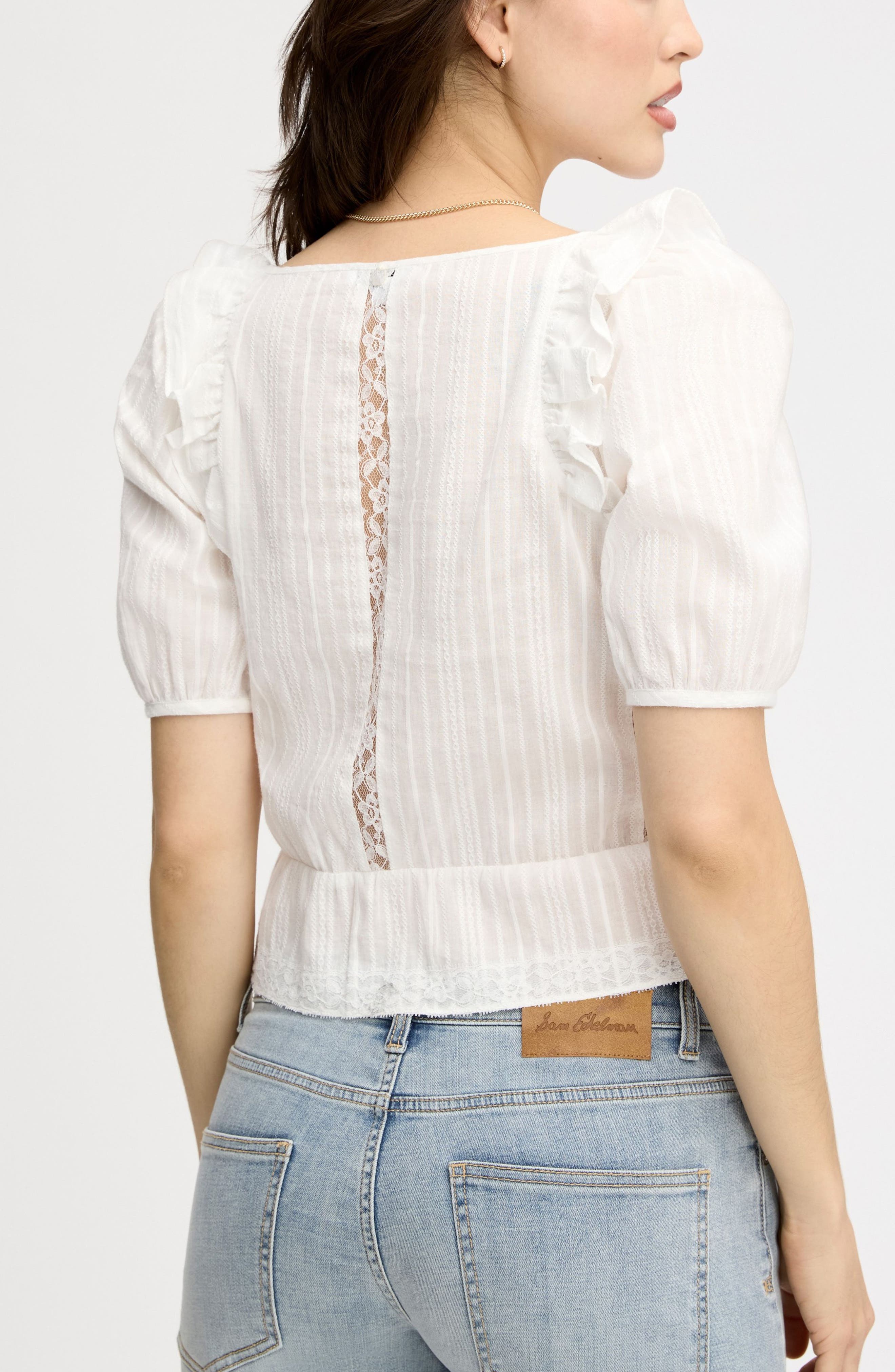 Peasant Peplum Cotton Button-Up Top - image 4