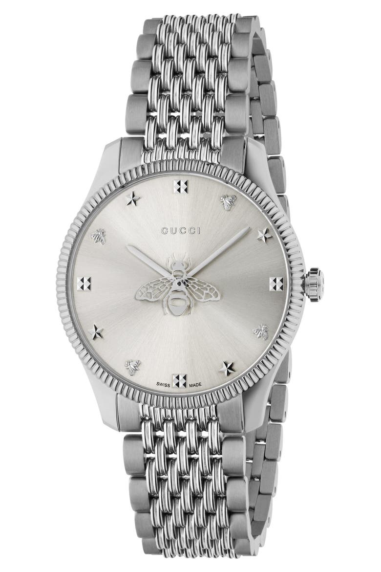 G-Timeless Bracelet Watch, 36mm, Main, color, SILVER