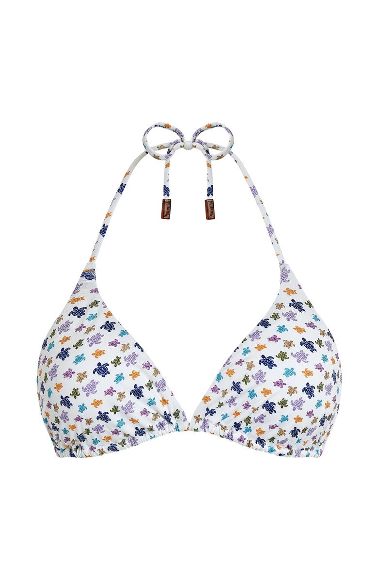 Vilebrequin Women Triangle Bikini Top Micro Ronde des Tortues, Main, color, White