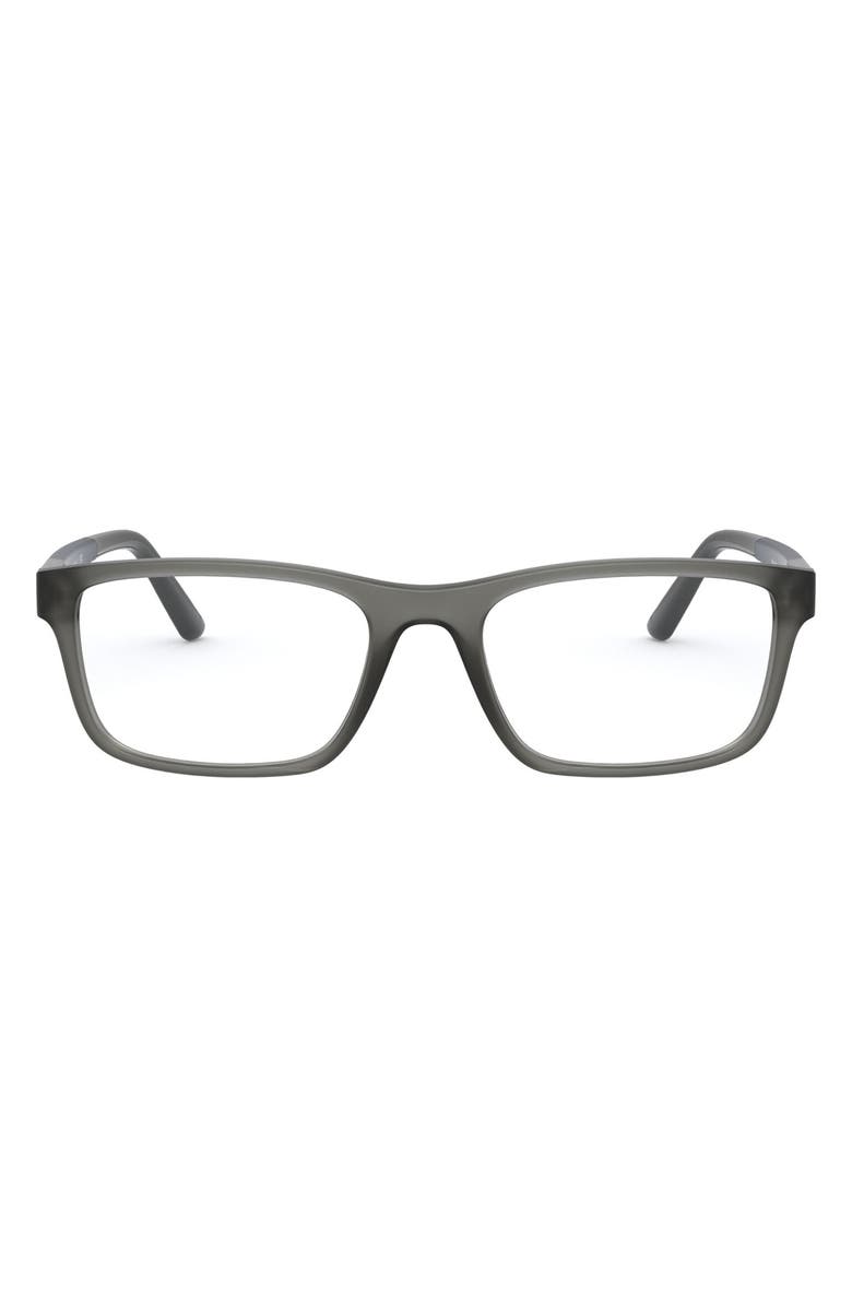Polo Ralph Lauren Ralph Lauren 55mm Rectangular Optical Glasses, Main, color, Transparent Grey