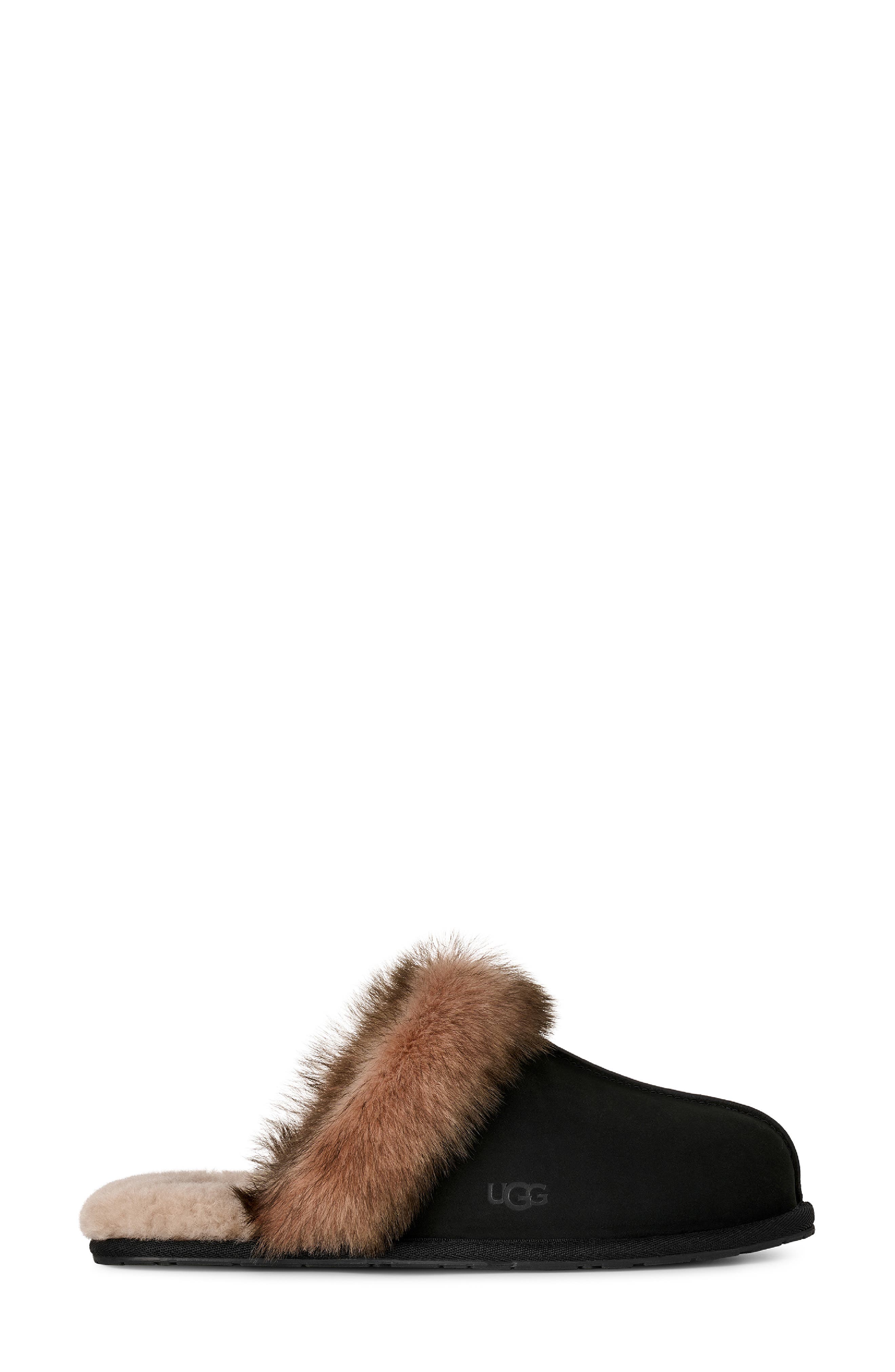 Scuffette Nubuck Leather Slipper, Alternate, color, BLACK