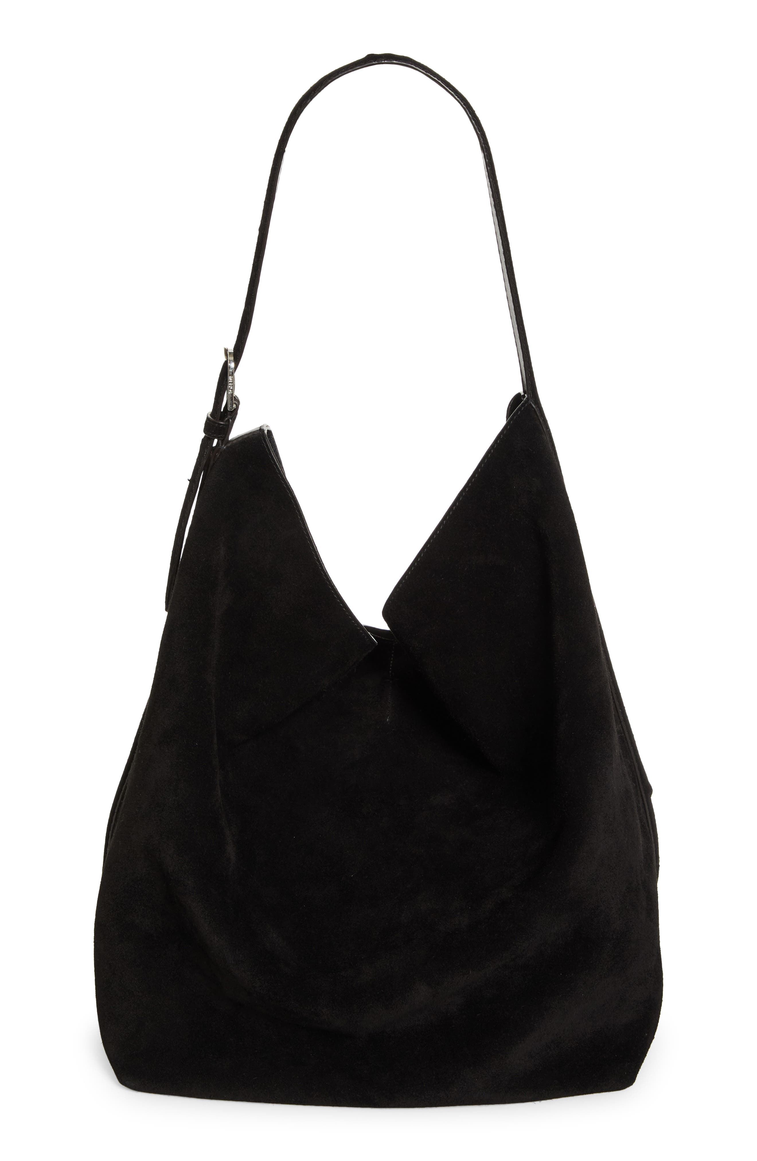 TOTEME Belt Strap Suede Hobo Bag, Main, color, Espresso