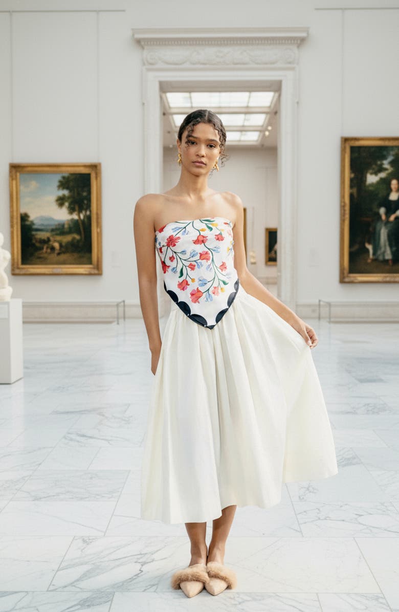 Jessie Zhao New York Double Sided Silk Scarf Floral Echo, Alternate, color, White