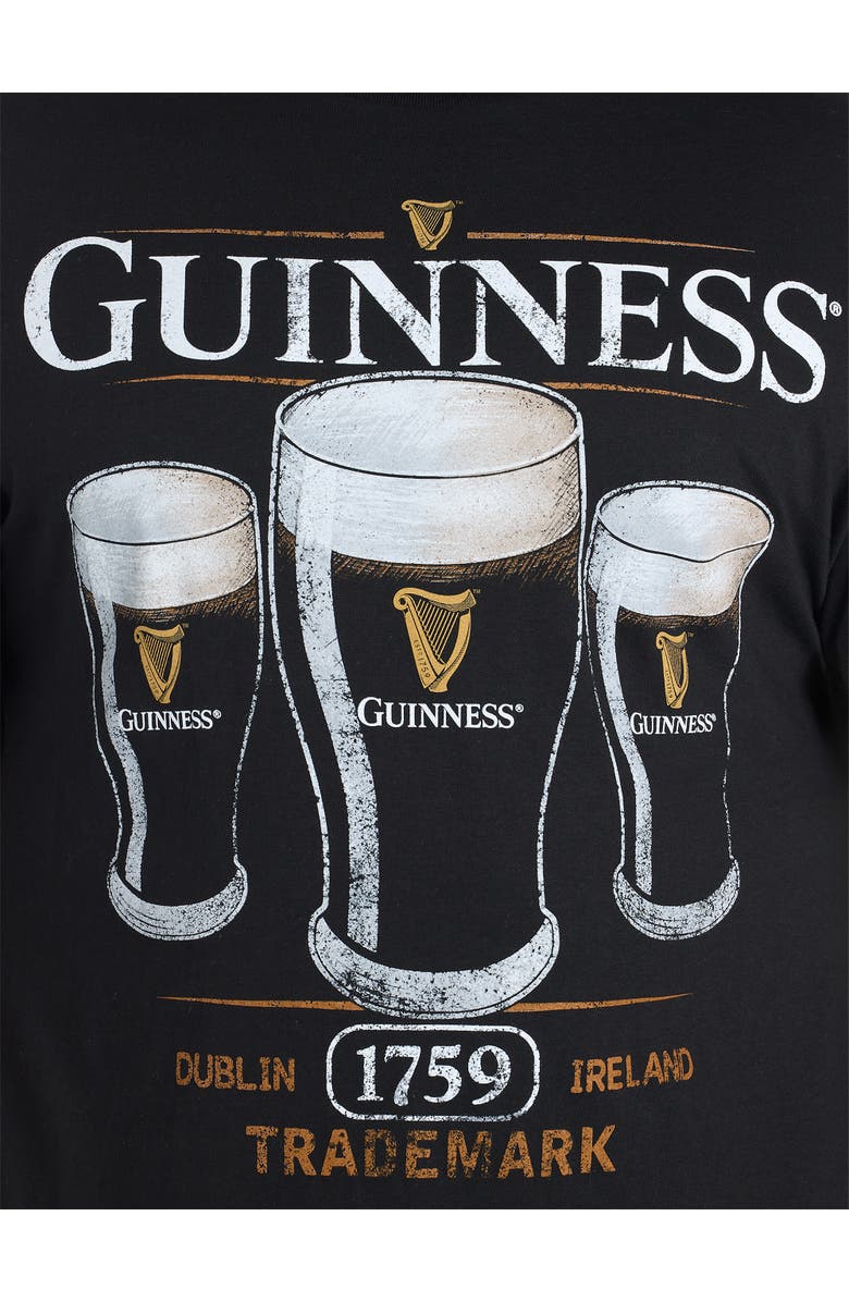 True Nation by DXL Big & Tall Guinness Three Cup Graphic Tee, Alternate, color, Black