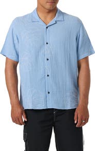 O'Neill Pipeline Rodeo Monstera Embroidered Gauze Camp Shirt