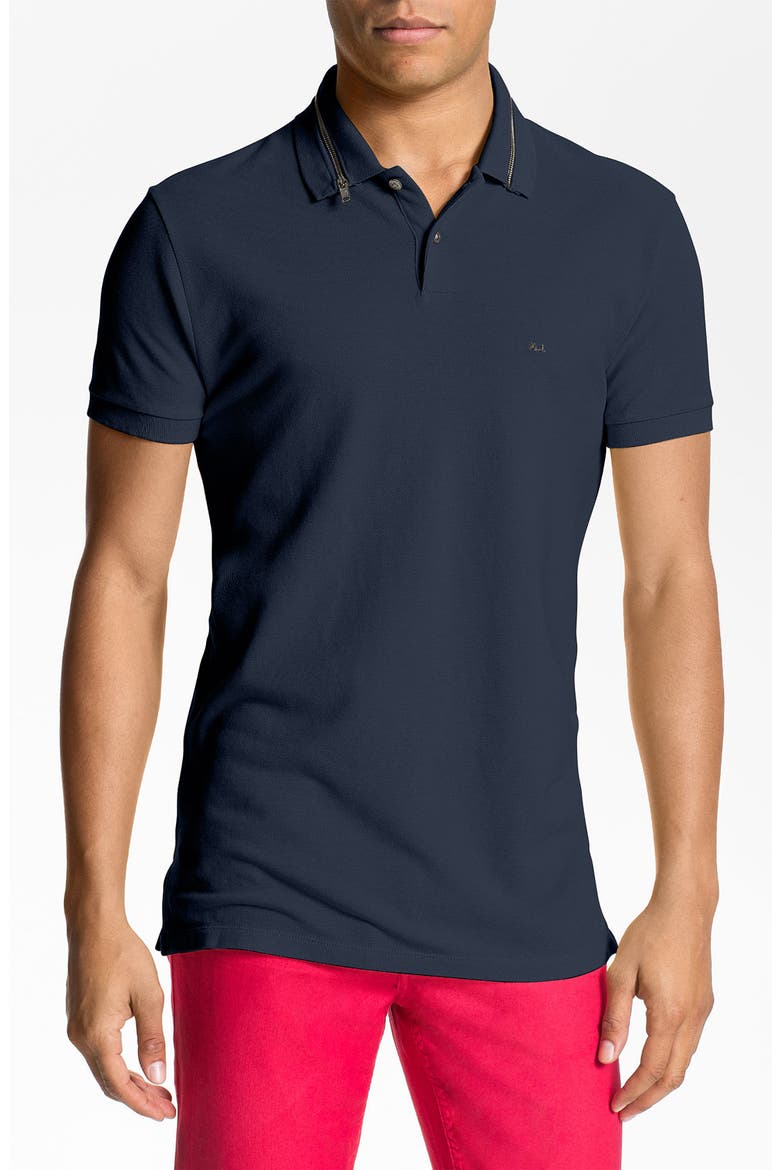 Zip Collar Polo, Main, color, NAVY