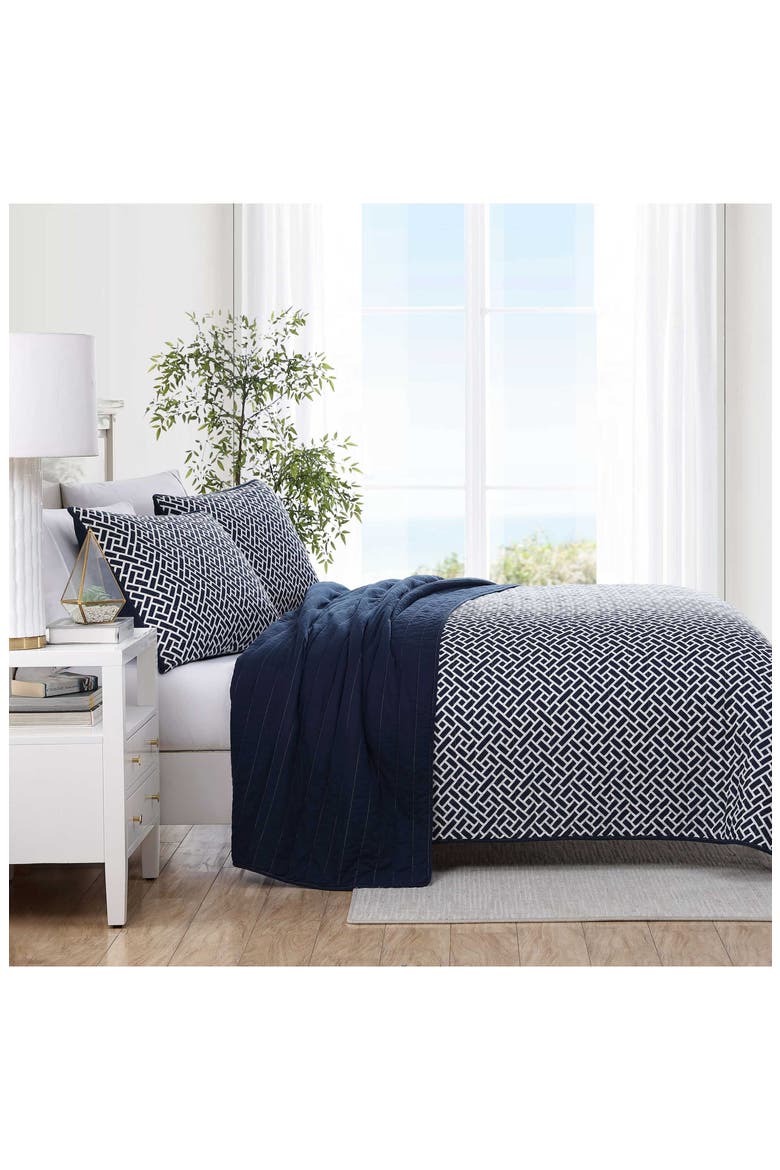 Lockridge Reversible Cotton Quilt Set, Alternate, color, NAVY
