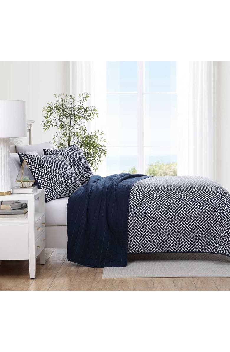 Nautica Lockridge Reversible Cotton Quilt Set, Alternate, color, Navy