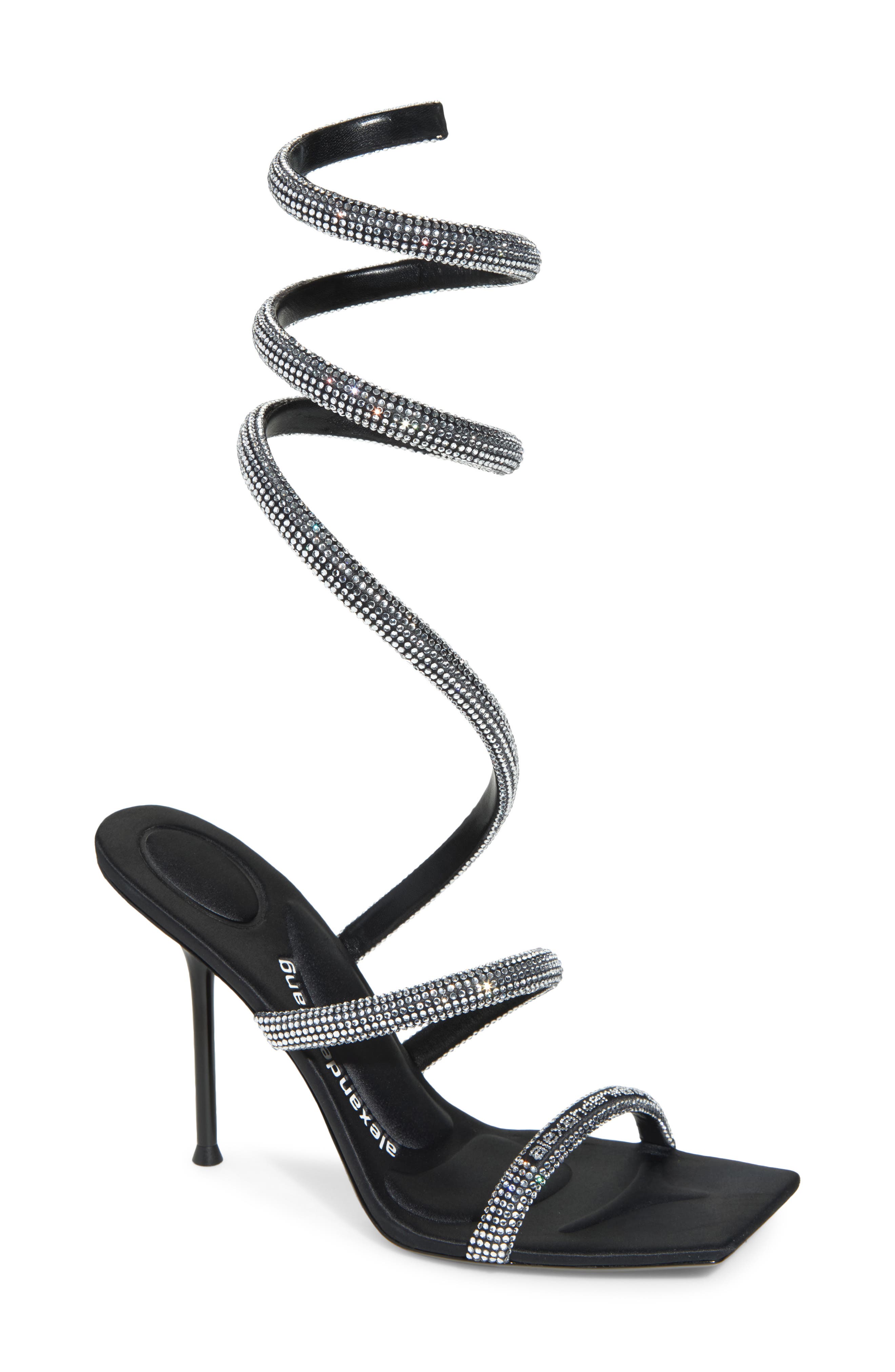 Julie Hotfix Coil Sandal, Main, color, BLACK/ SILVER