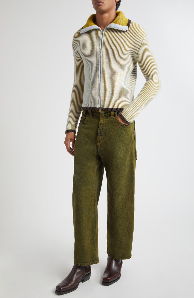 Eckhaus Latta Gender Inclusive Huddle Merino Wool Zip Cardigan, Alternate, color,