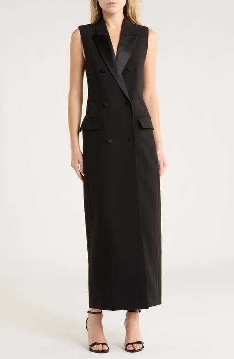 Sleeveless Blazer Maxi Dress