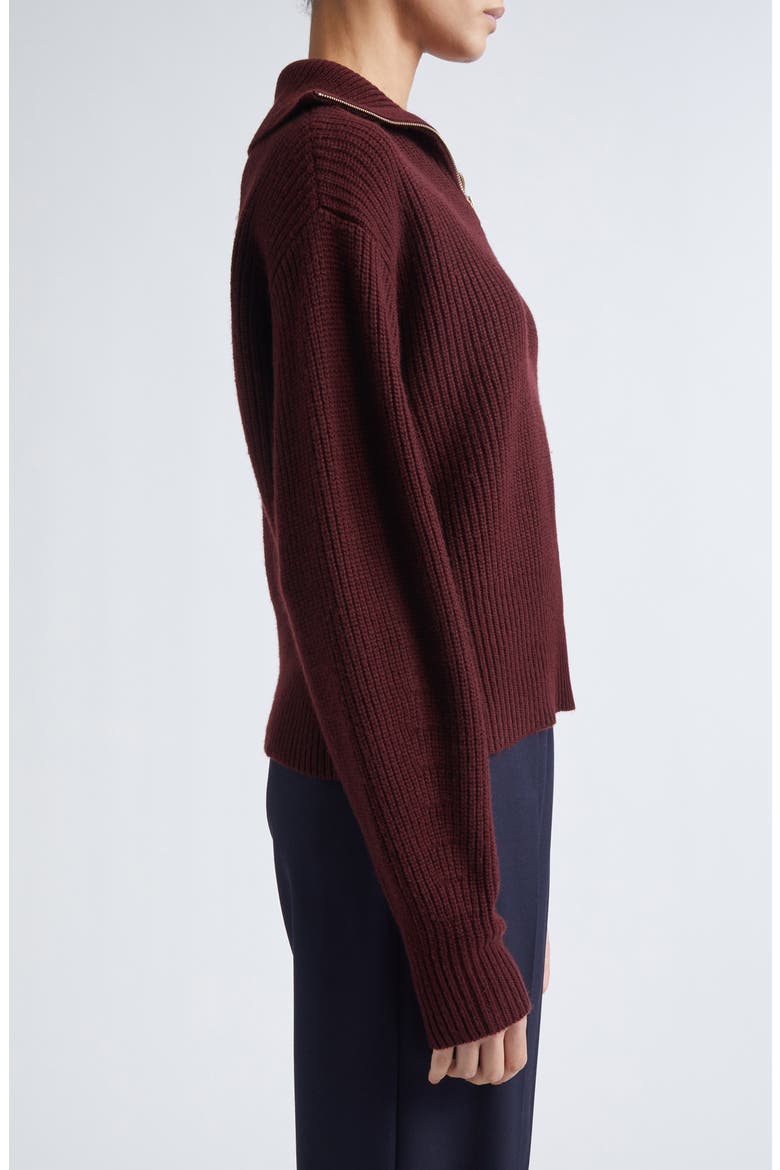 Nadar Crop Merino Wool & Cashmere Funnel Neck Sweater, Alternate, color, CHERRY