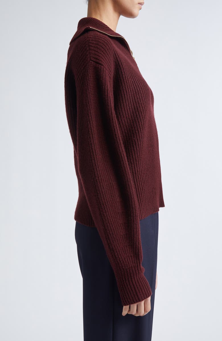 Max Mara Nadar Crop Merino Wool & Cashmere Funnel Neck Sweater, Alternate, color, Cherry