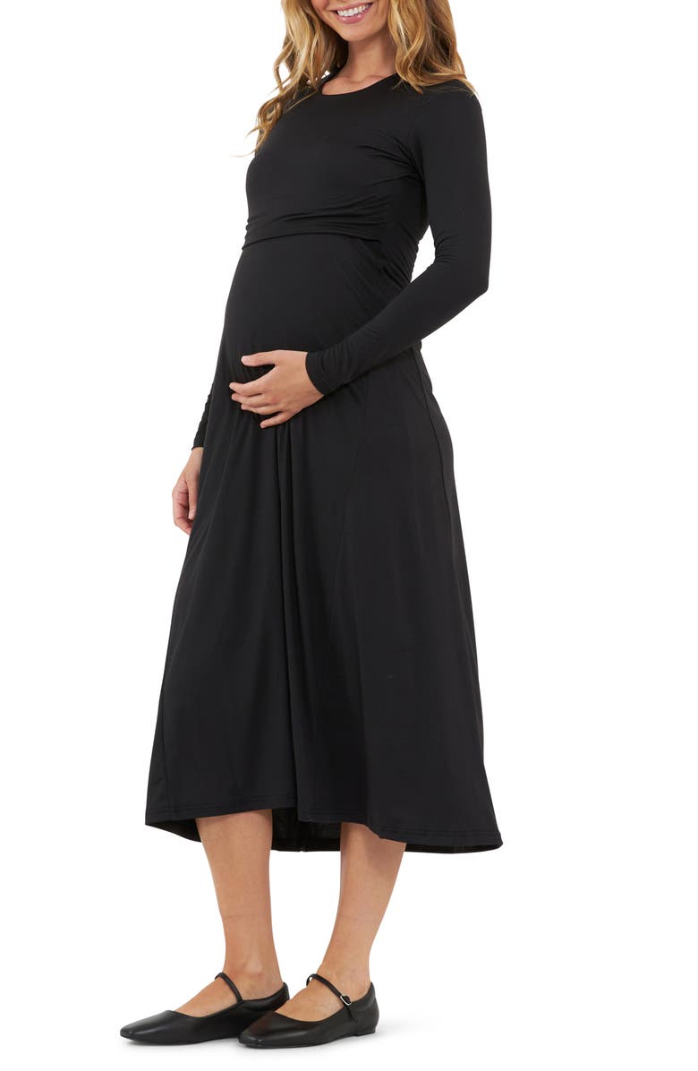 Ripe Maternity Long Sleeve Midi Maternity/Nursing Dress, Main, color, 