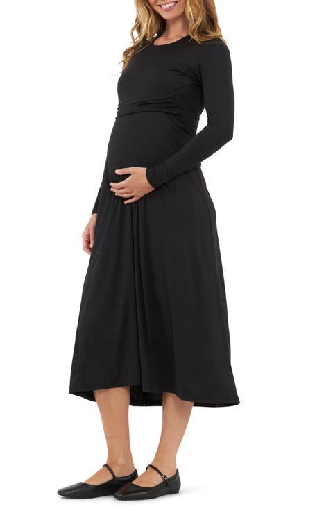Long Sleeve Midi Maternity/Nursing Dress